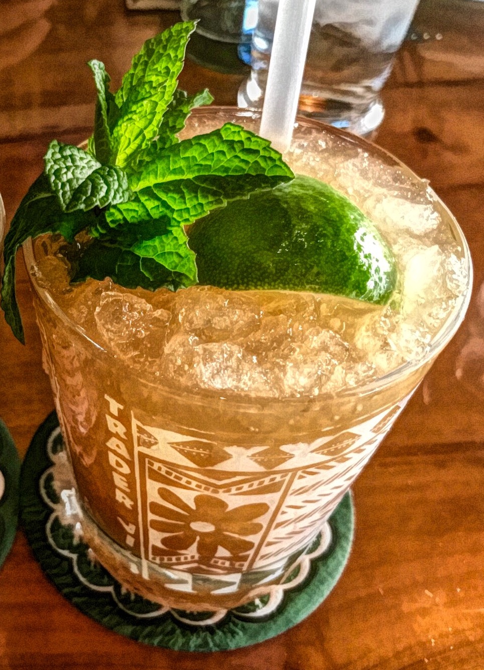 A classic tiki-style cocktail glass
